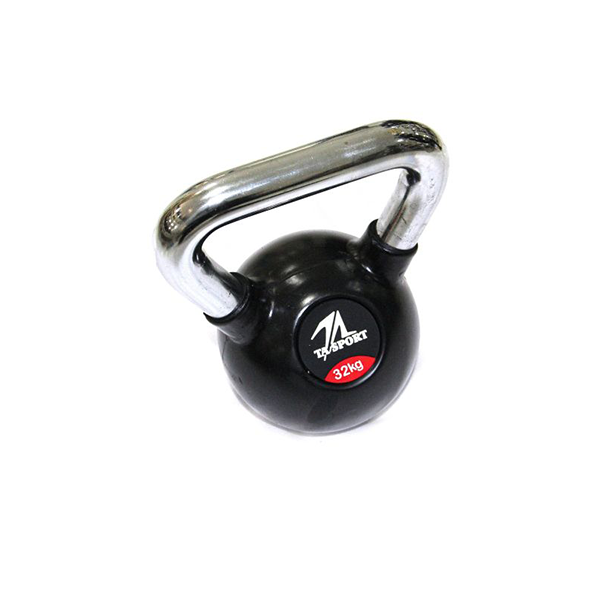 Black Rubber Kettlebell 32kg Featured