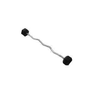 Rubber hex barbell db402 w curl bar 25 kg